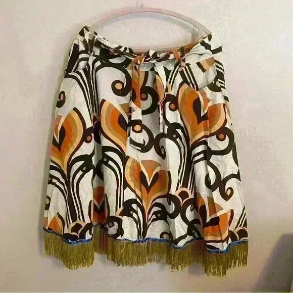 Vintage Western Fringed Skirt with Fall Colors Design Size Large - Picture 1 of 12